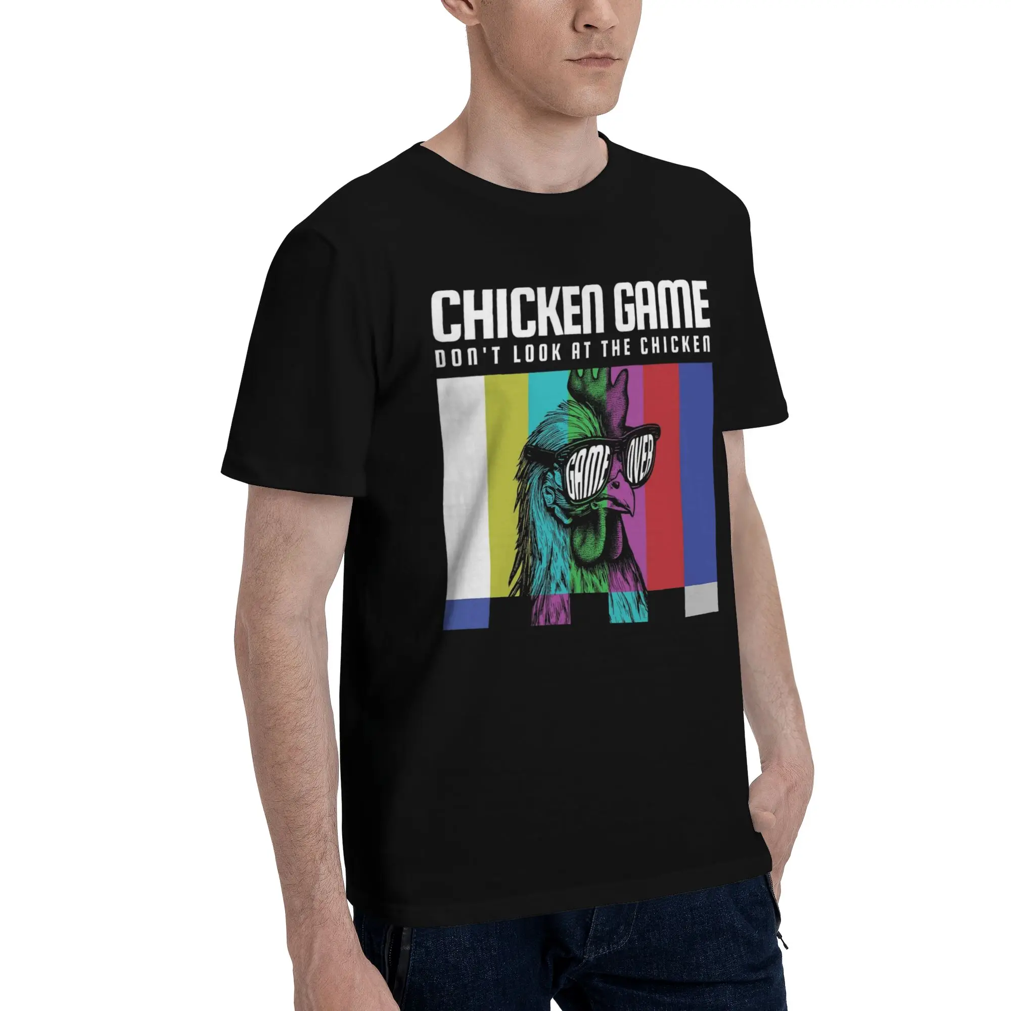 Chicken Game Dont Look At The Chicken Tee Shirt for Men Women Graphic T Shirts  Cotton Clothing