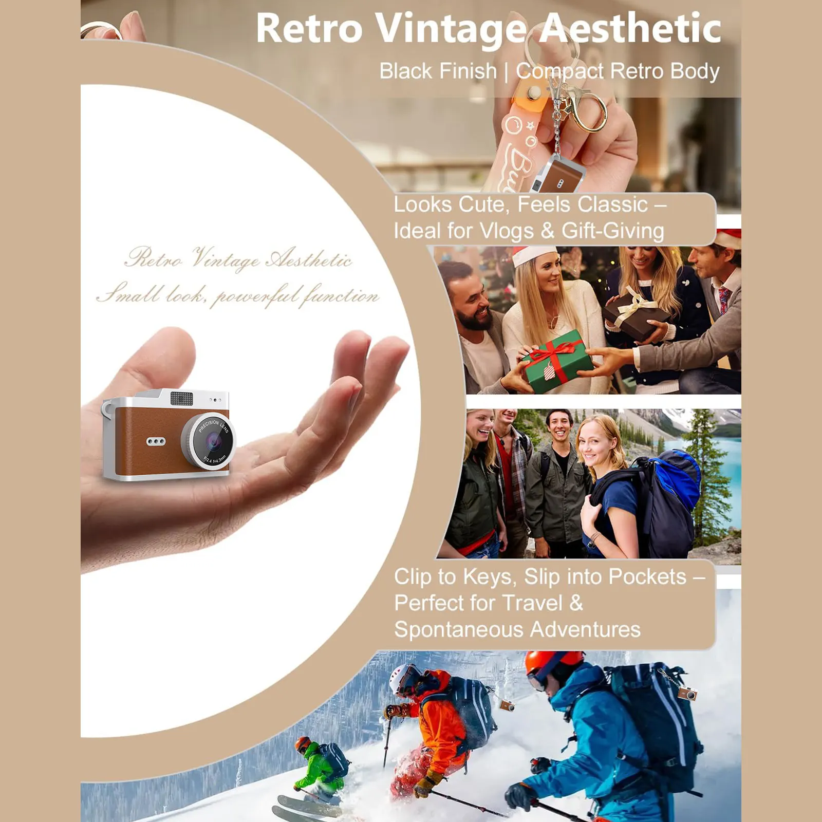 Fotocamera digitale 1080P HD Retro 0,96 pollici pollice studente indossabile mini fotocamera portatile con collana adatta per il regalo