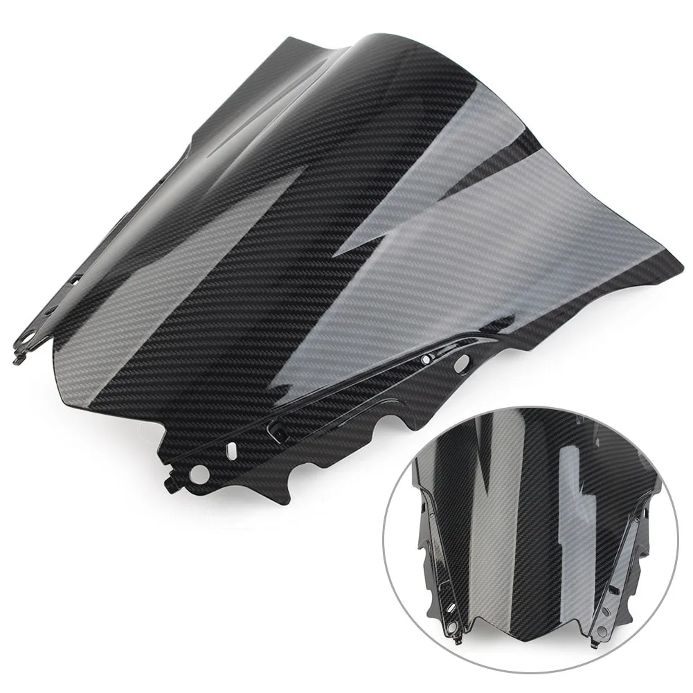 New Black Carbon Fiber Motorcycle Windshield Double Bubble ABS Wind Screen Shield For Yamaha YZF-R25 2014-2018 For YZF R3 2015