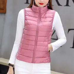 2024 New Women Sleeveless Puffer Jacket Spring Winter Female 90% White Duck Down Ultra Lightweight Packable Warm Down Liner Vest