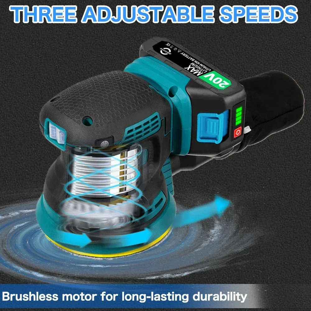 Electric Random Orbital Sander Polisher Tool Polishing Machine Grinder for Car Paint Care Rust Removal For Makita 18V Battery