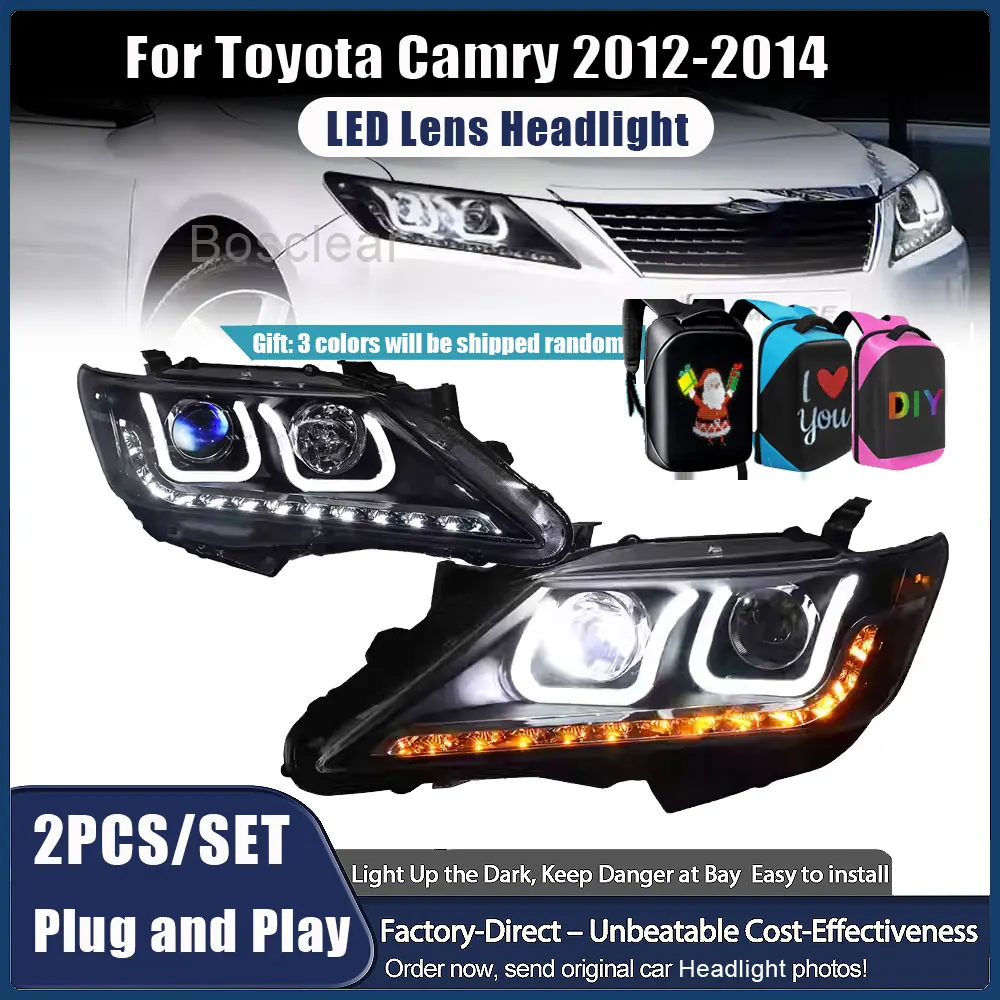 Auto Parts For Toyota Camry 2pcs Headlight Assembly 2012-2014 Headlamps latest Styling LED Daytime Dual Projector Car Accesorios