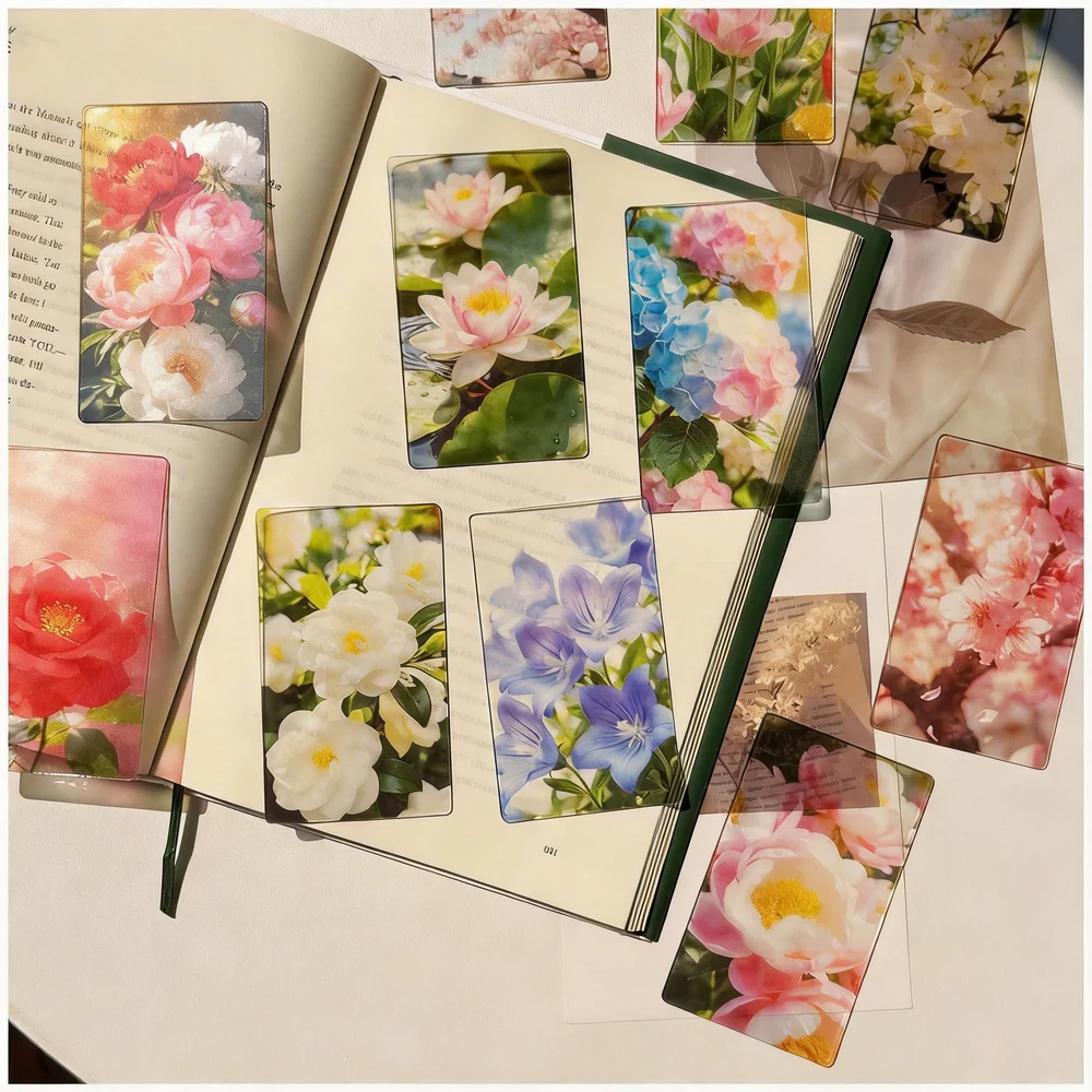 Transparent Light-Transmitting Acrylic Bookmarks Tulip Flower Print Literature Page Marker Aesthetic Book Mark Book Lovers Gift