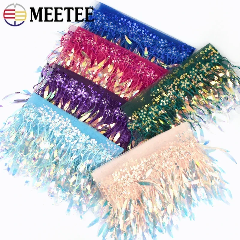 1-5Yards Mesh Tassel Fringe for Sewing Sequins Lace Trim Latin Dress Ribbon Band Wedding Clothes Tassels Fabric DIY Accessories