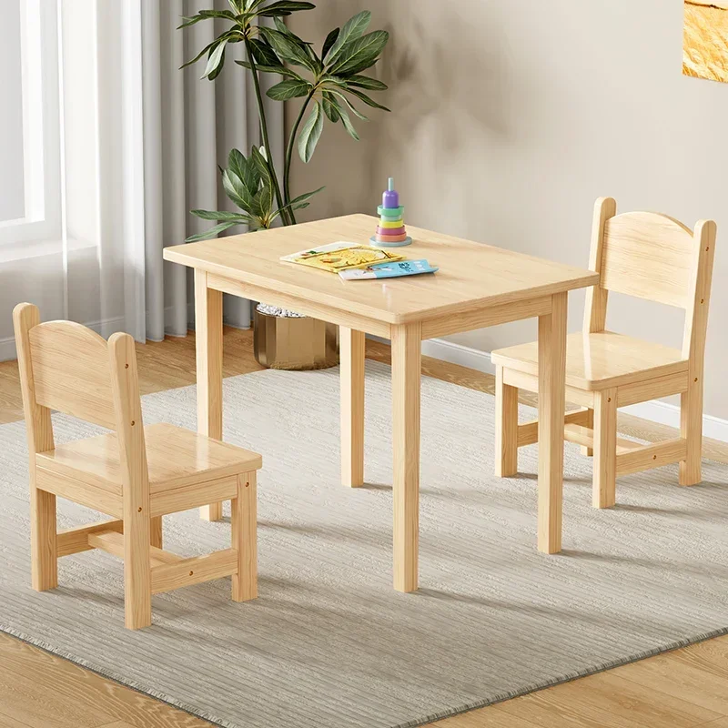 All-solid wood children learning tables and chairs, books, tables and chairs, early education,drawing learning table