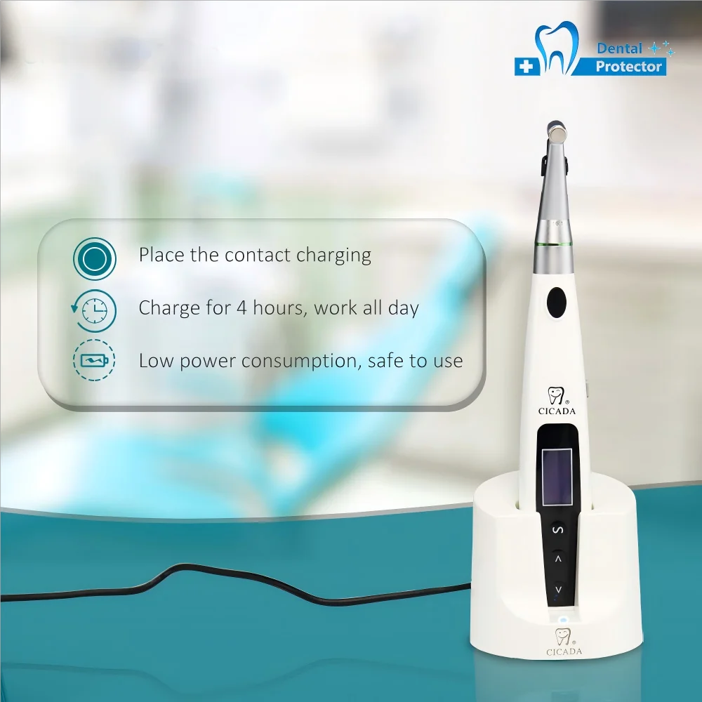 CICADA T-Fine-II Dental Wireless Endo  Motor 16:1 Contra Angle Endodontic Instrument Root Canal Rotary Motor with Apex Locator