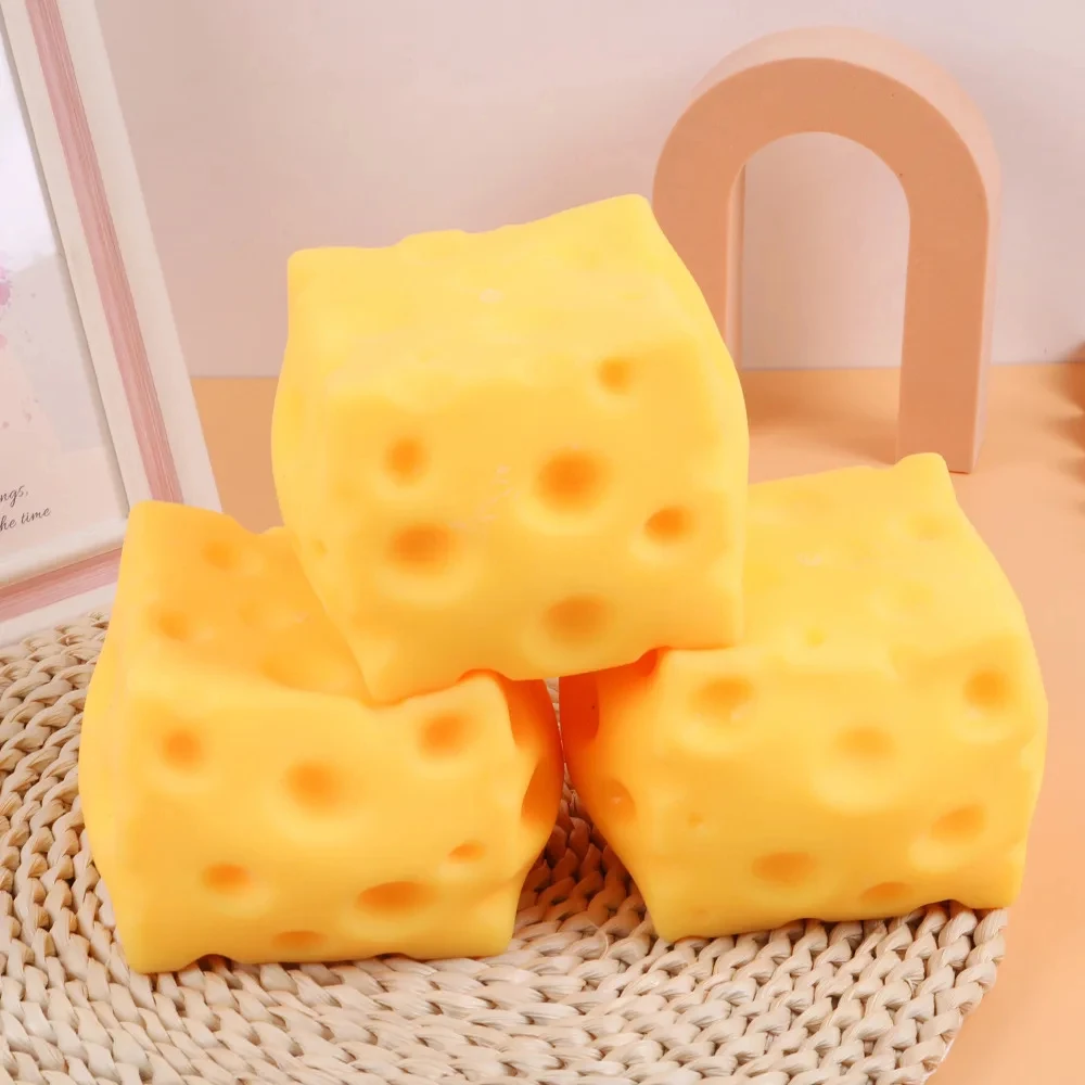 Squishy Square Cheese Squeeze Toys Slow Rebound Push Stress Relief Sensory Toy Soft Butter Cheese Fidget Toy Christmas Present