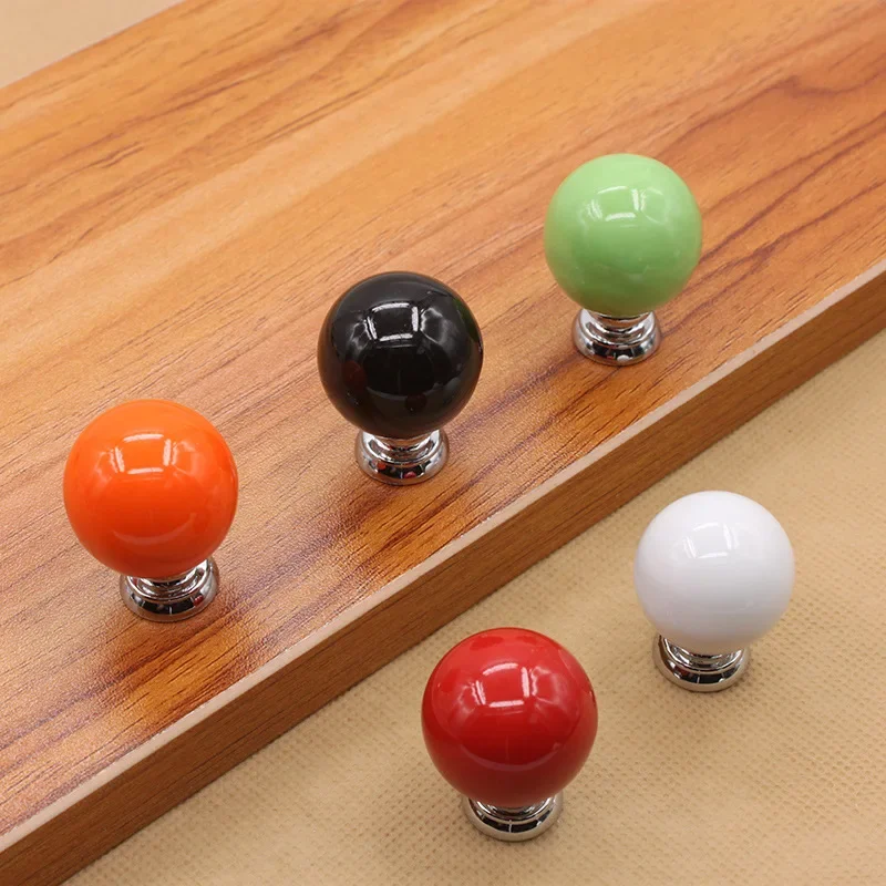 Zinc Alloy Ceramic Knob Handle Single Hole Furniture Handles Drawer Cabinet Door European Pumpkin Cartoon White Round Pulls