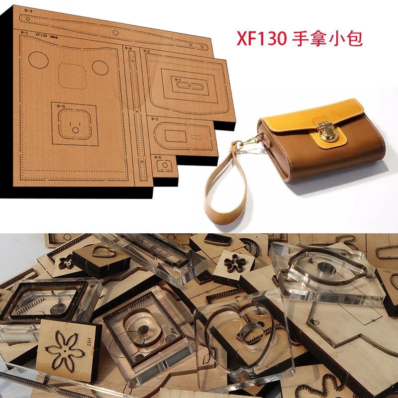 New Japan Steel Blade Wooden Die Bag knife mold in hand Wallet Leather Craft Punch Hand Tool Cut Knife Mould XF130