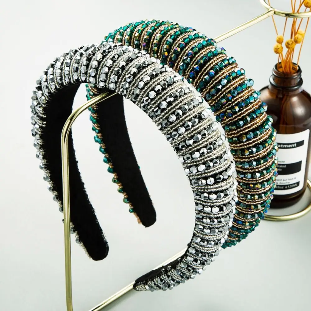 Elegant Baroque Crystal Headband Baroque Beads Rhinestone Hair Hoop Blingbling European American Style Sponge Hairband Party
