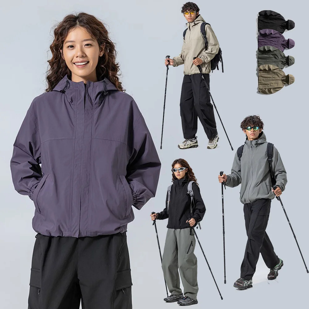 Cargo Jacket Men Women Outdoor Waterproof Loose Casual Hiking Tracksuit Sport Hooded Jacket Unisex Streetwear Coat Outerwear