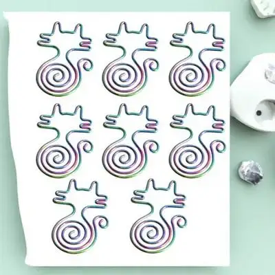 

8Pcs Cat Shape Clips Metal Paper Clips Lovely Office Accessories for Kids and Adults Assorted Colors File Clamps
