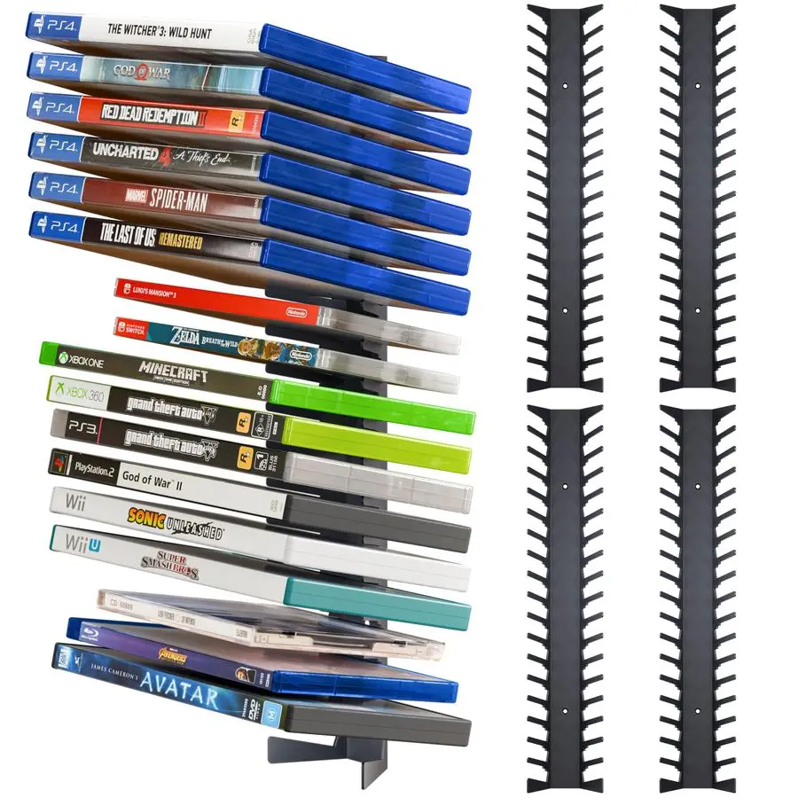 Funturbo Video Game Storage Wall Mount Game Case Holder, Metal Wall Mounted Media Storage Shelves for PS, Xbox, Switch Game Org