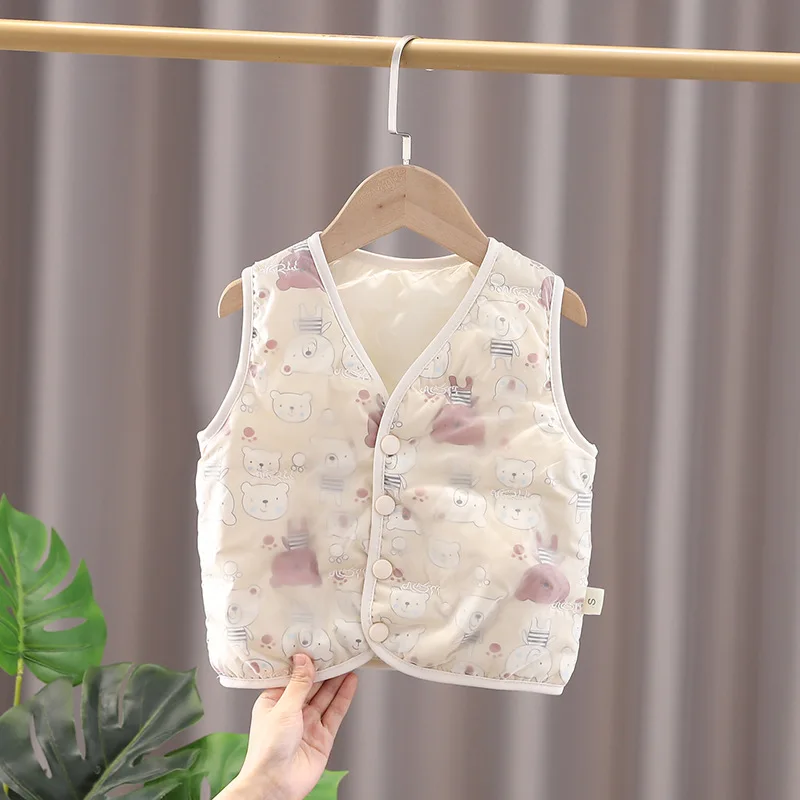 1 2 3 4 5 Years Cute Bear Baby Girls Vest Coat Spring Autumn Fashion Baby Jacket Sleeveless Little Princess Coat Kids Clothes