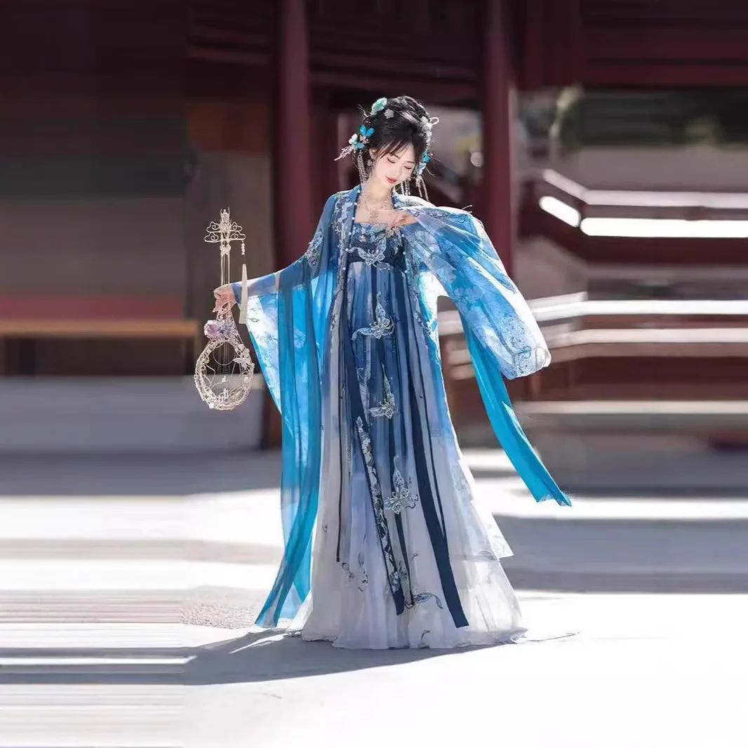 Machine Embroidery Qi Chest Terminus Pleated Skirt System Women's Han Chinese Clothing Summer