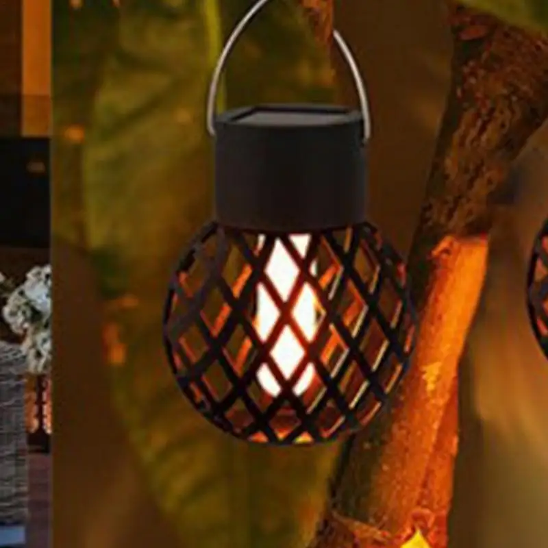 

4pcs LED Outdoor Flame Effect Hanging Lantern Out Waterproof Garden Decoration Lamp Solar Fairy Light For Patio Garden Yard Home