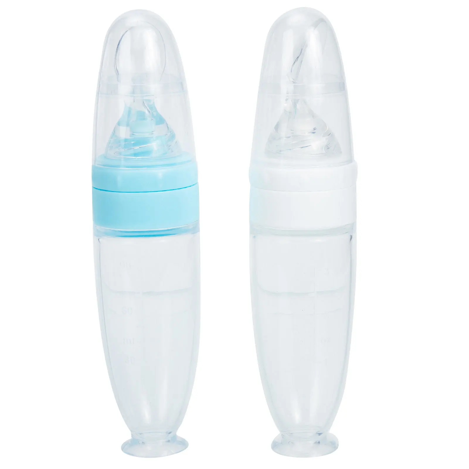 2 قطعة سيليكون الطفل الغذاء زجاجة مغذيات ضغط موزع للحبوب هريس حليب الثدي صيغة السفر استخدام المهارات الحركية الدقيقة