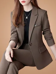 Blazer monocromático de manga longa feminino, casual, chique, casacos elegantes, temperamento, jaqueta que combina tudo, moda simples, roupa nova