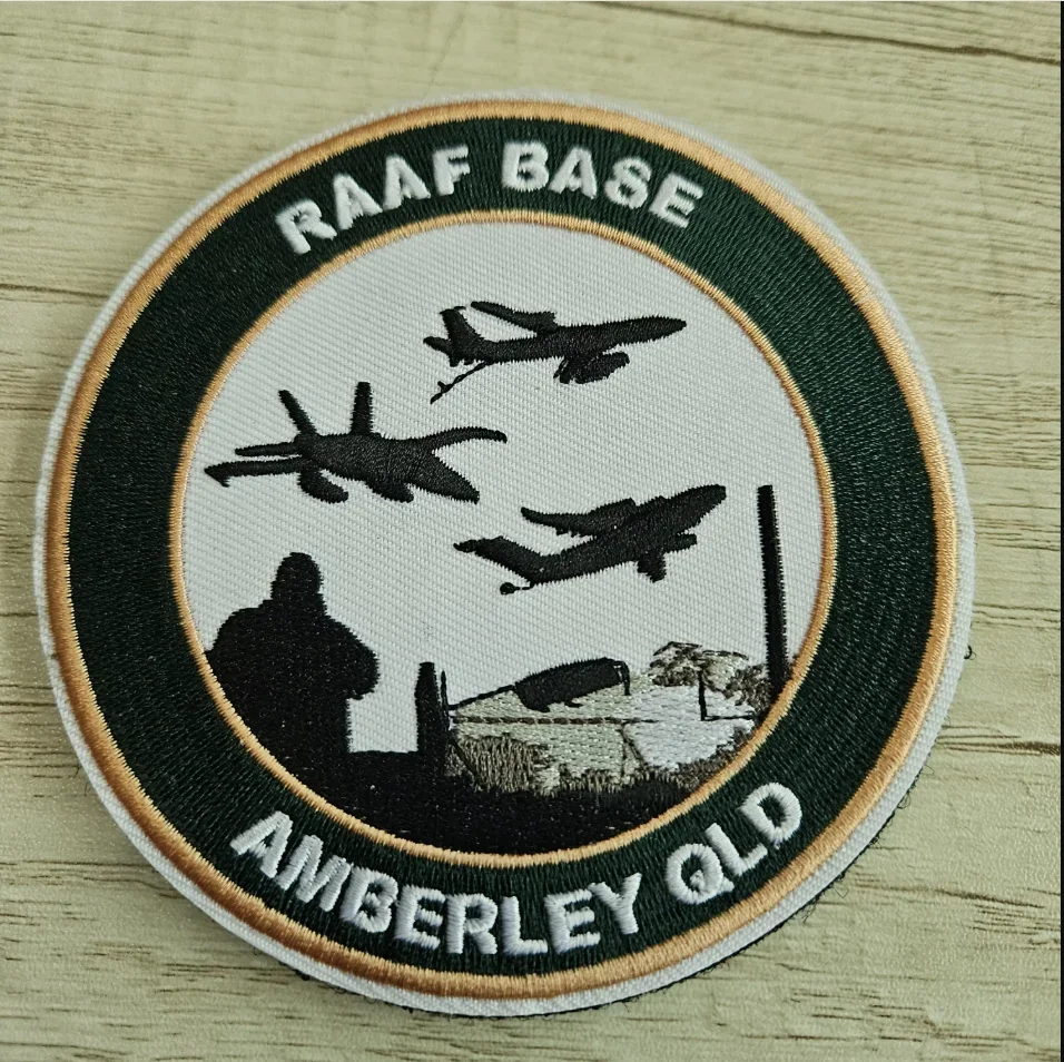 Customizable Australia RAAF Base Amberley Embroidered Patch Hook and Loop Morale Armband Badges Decoration Stickers for Clothes