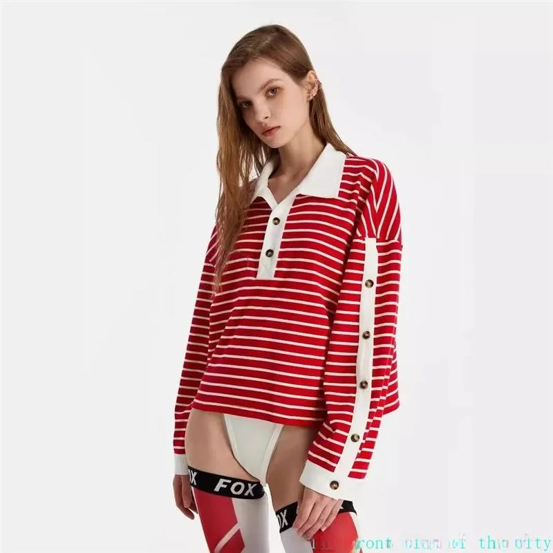 

Sexy Striped Loose Color Blo Hoodie Women's Street Sle Long Sve Sweatirt Lace Svel Susp Faionable Casual Wear
