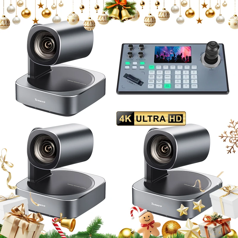 

Tenveo 4k PTZ Camera & Controller Group 3 Cameras and 1 Controller for Live Streaming and Video Collaboration