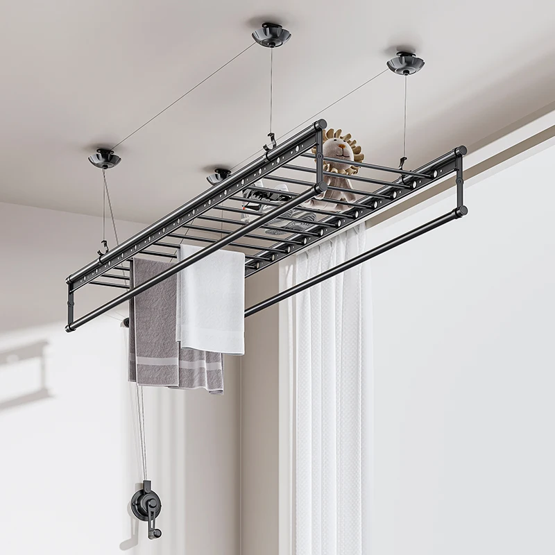 

Lifting drying rack, balcony hand crank drying rod