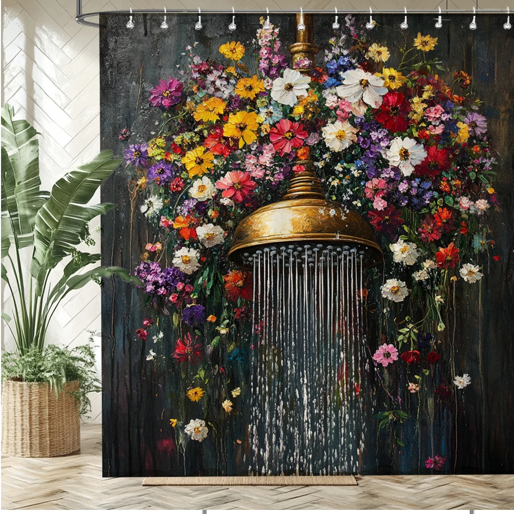 

Watercolor flower shower pattern Shower Curtain Bath Curtain flowers Print Bathroom Curtains for Home decoration curtain