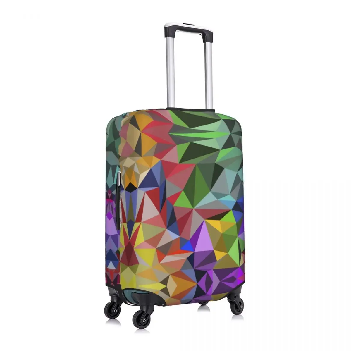 Juste de valise mosaïque polygonale, triangles néon 3D, voyage de croisière de vacances, fournitures de bagages pratiques, protecteur