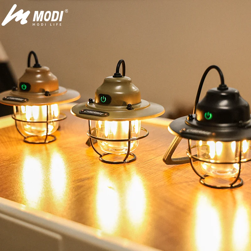 فانوس التخييم العتيق من Runtime - مصباح خيمة خارجي مقاوم للماء IPX4، ضوء طوارئ محمول مع ضوء محيط أبيض دافئ