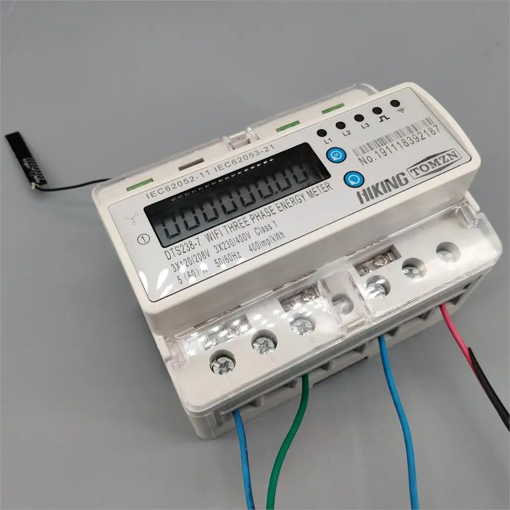 3 Phase 60A Remote Control Wifi Smart Din Rail Energy Meter Kwh With Over Under Voltage Current Protection RS485 view 6
