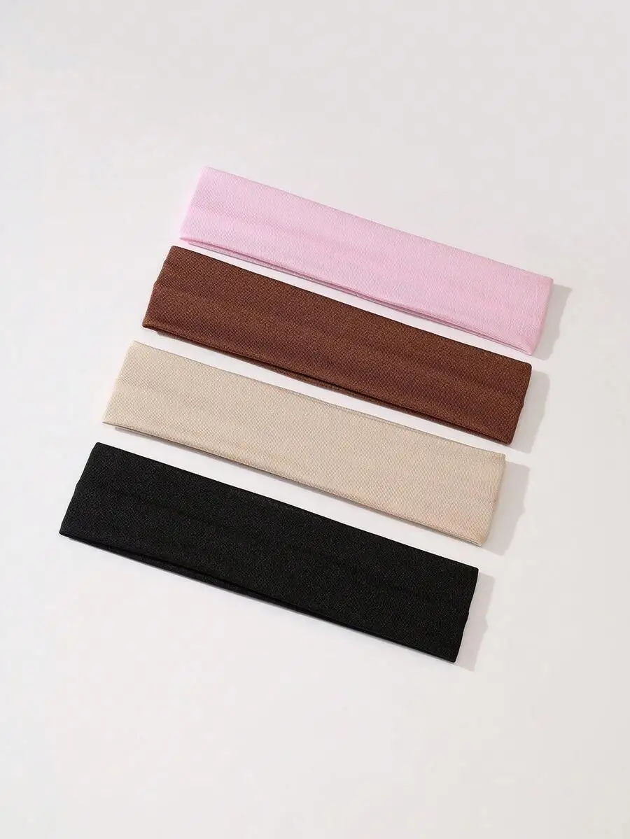 4pcs Fashionable Solid Color Hairbands Casual, Pink Accessories Headband Turban Headband Sweatband, School Stuff, College,