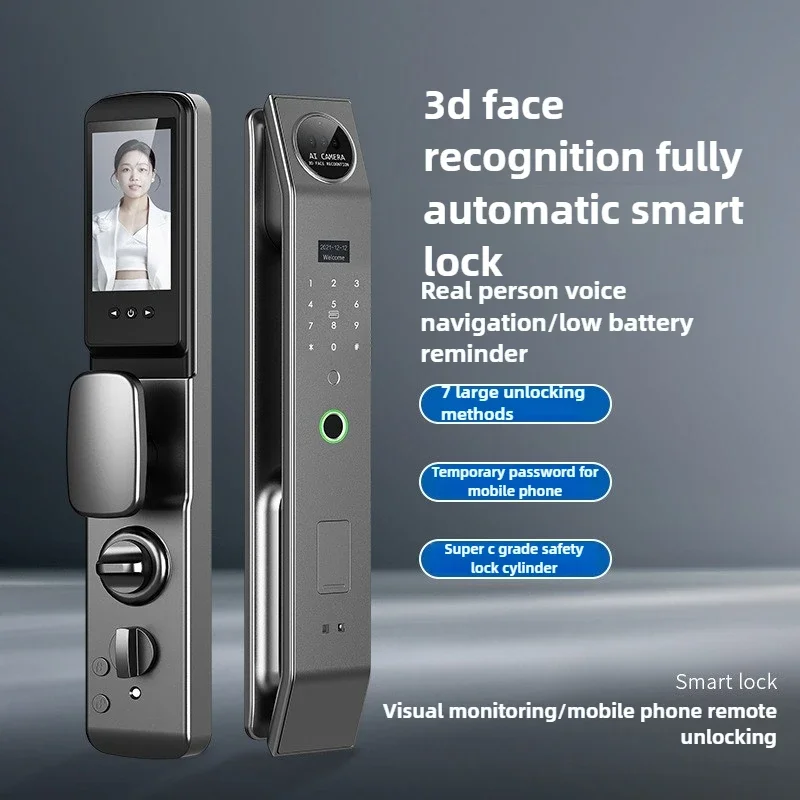 New 3D Facial Recognition Smart Lock, Automatic Home Fingerprint Lock, Visual Monitoring Palm Vein Recognition 7 Unlocking Metho