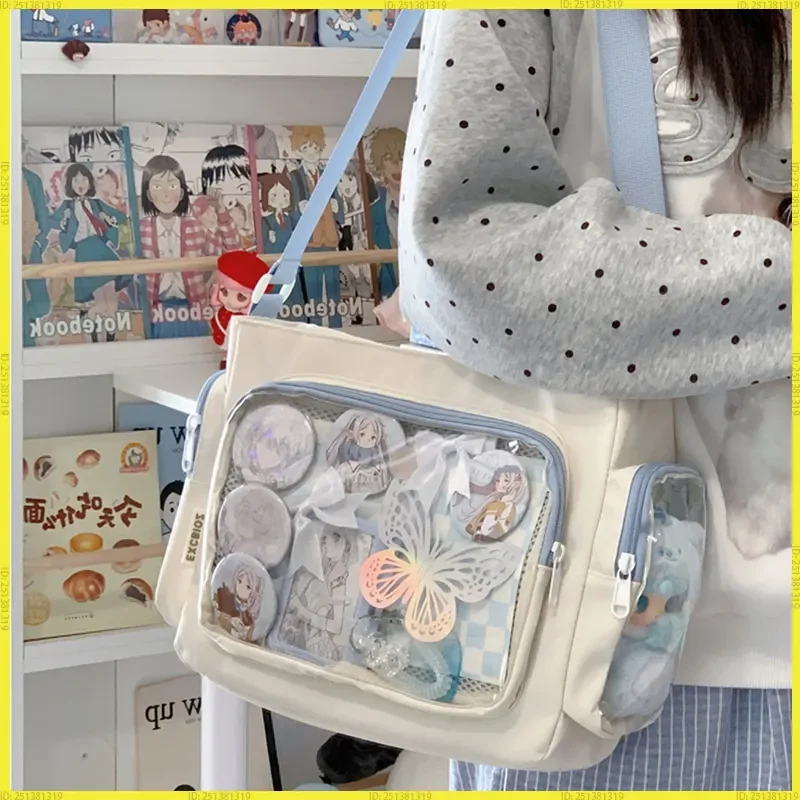 

Versatile Trendy Transparent Simple Crossbody Bag For Girls Large Capacity School Shoulder Bag Comfortable And Texture Ita Bag