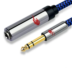 Audio Cable Stereo Male 6.35mm to 6.35mm Female Extension Cable 1/4