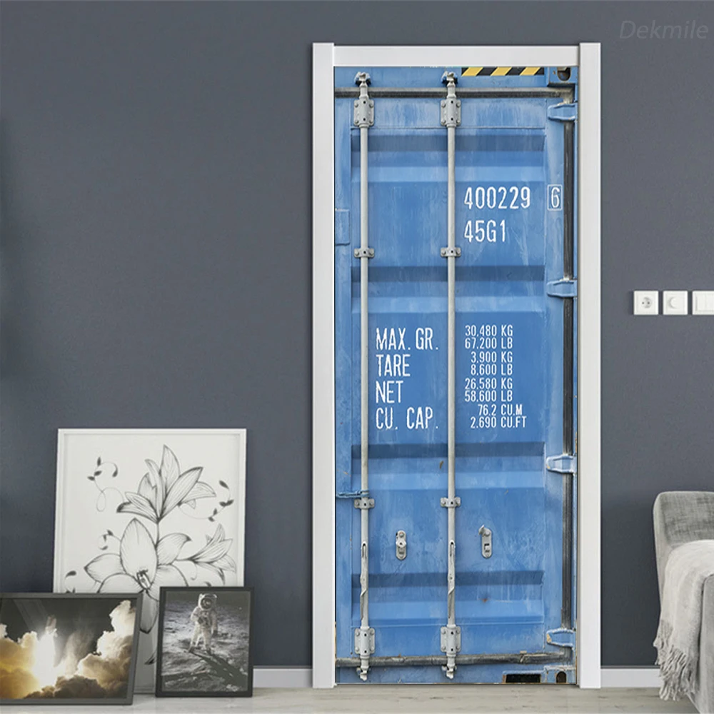 Self Adhesive Vintage Wooden Door Container Door Sticker PVC DIY Wallpaper On The Door Custom Size Poster deursticker Home Decor