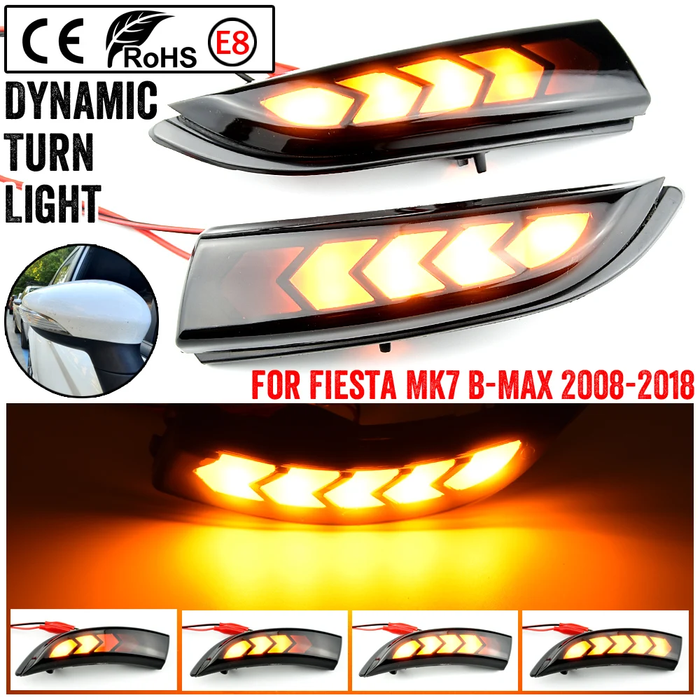 Apto para ford fiesta mk6 fiesta b-max 2008-2017 pisca de água corrente piscando luz 2 pçs led luz de sinal de volta dinâmica