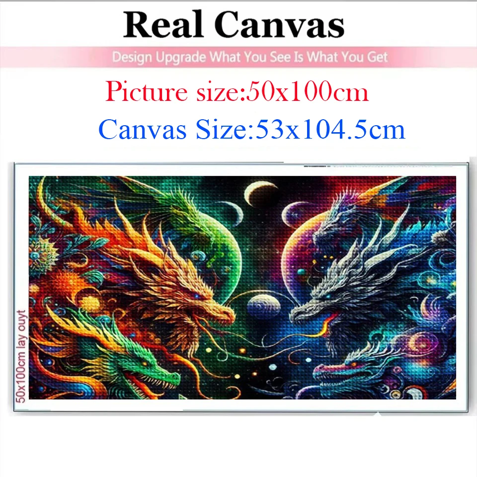 Vibrant And Surreal Landscape Space Rival Dragon DIY 5D Diamond Painting Mosaic Embroidery Cross Stitch Kits For Home Decor Gift