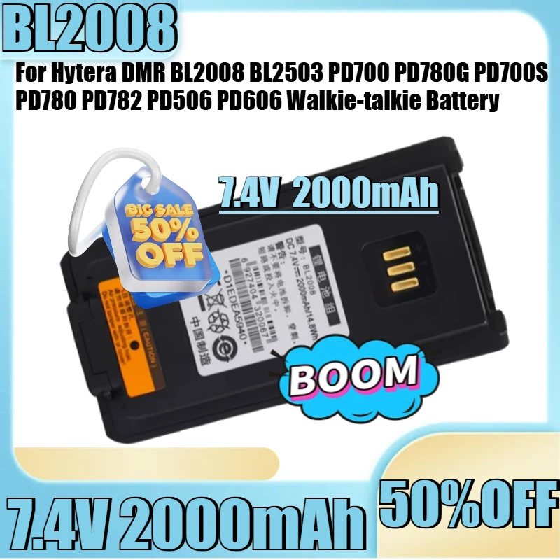 

7,4 В 2000 мАч для Hytera DMR BL2008 BL2503 PD700 PD780G PD700S PD780 PD782 PD506 PD606 аккумулятор для рации новый аккумулятор BL2008