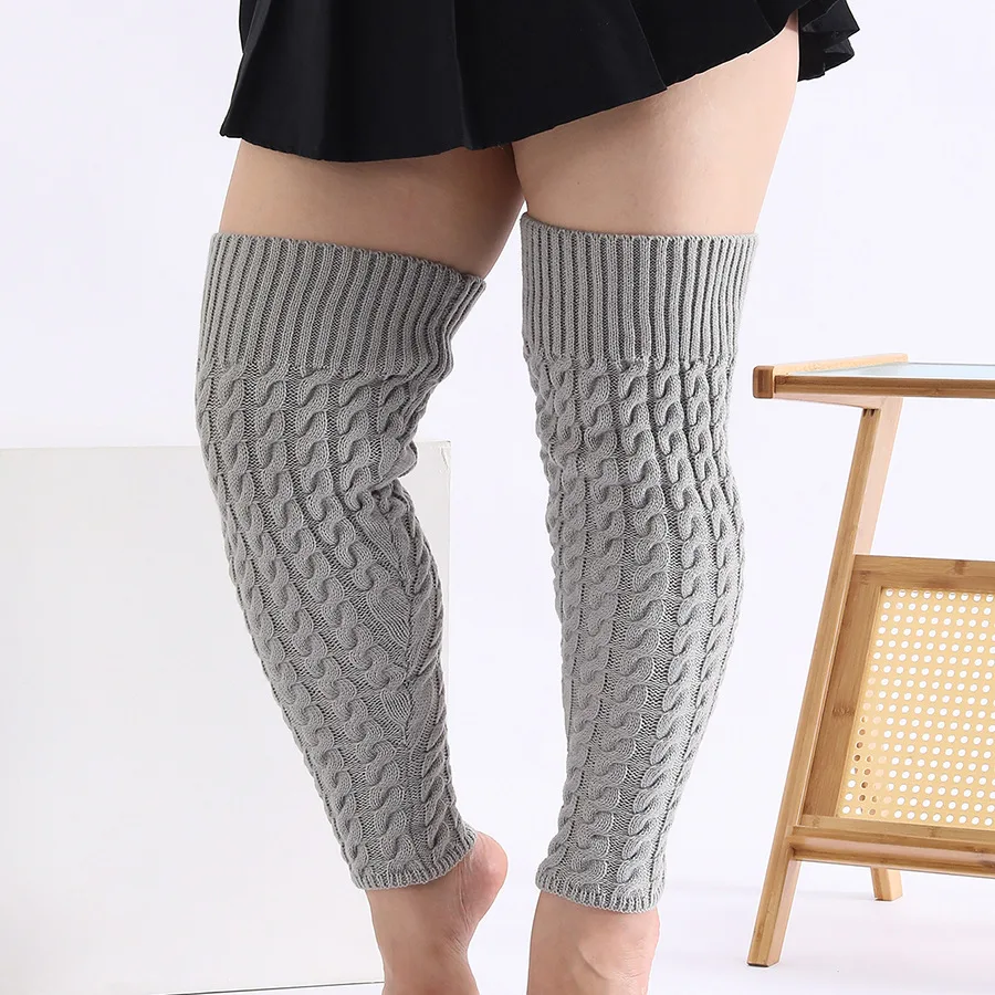 Scaldamuscoli con protezione per le ginocchia lavorati a maglia taglie forti autunno e inverno Calzini sopra il ginocchio Polsino extra-large a tubo lungo ad alta elasticità
