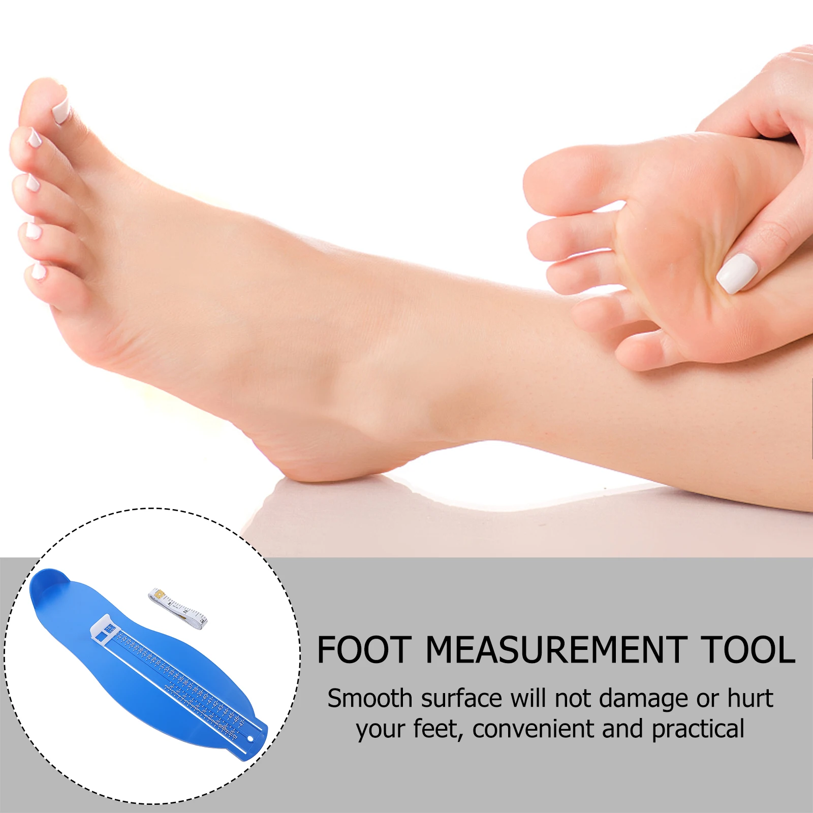 

Foot Measuring Device Adult Feet Ruler Length Gauge Blue Instrument Lightweight Easy to Carry Store Accurate Measurements