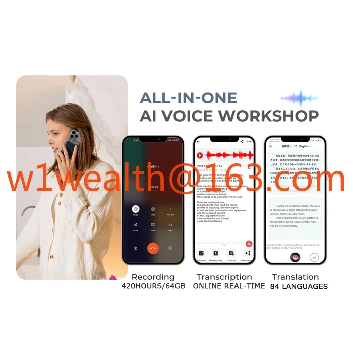 AI recorder, ChatGPT note recorder app control, transcription summary and translation for lectures, conferences, phone calls