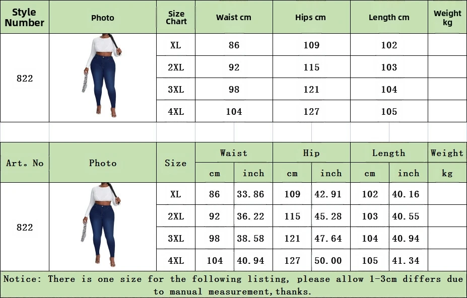 plus Size High Elastic Denim Pants for Women European And American Wish Fashion