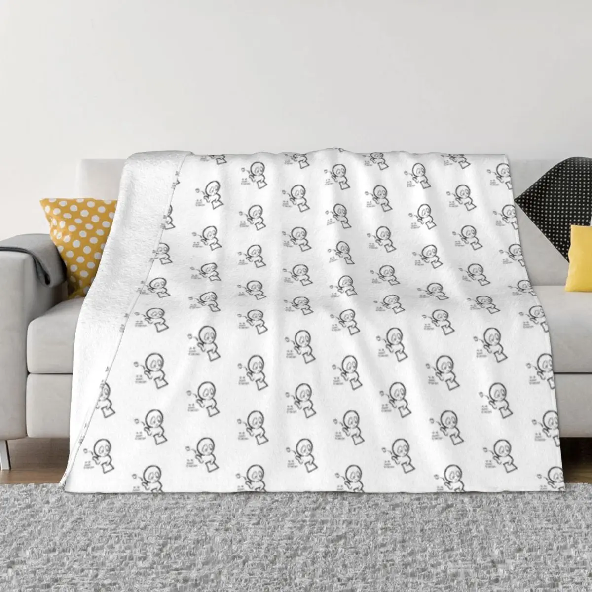 Couverture en micro polaire ultra-douce personnalisée avec motif de dessin animé Blank Page Joie De Vivre pour décorer la maison
