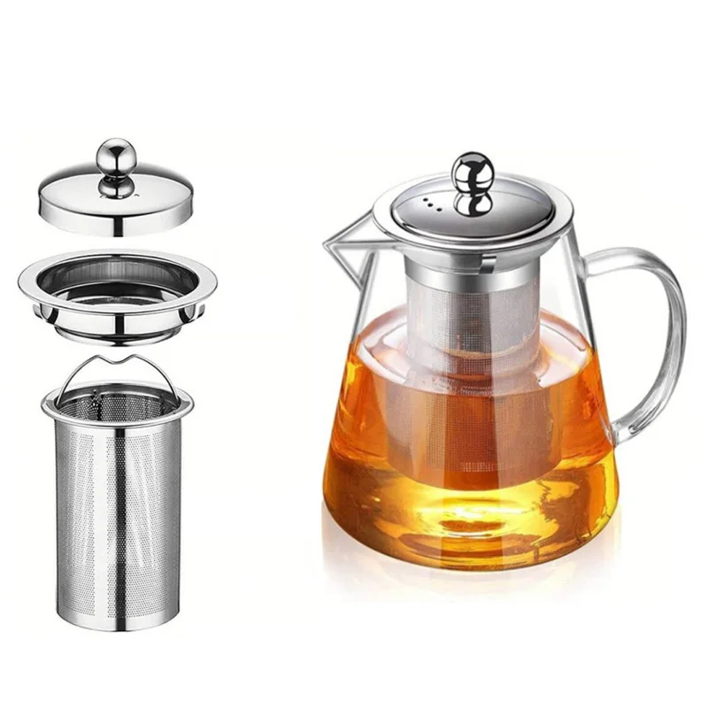 400ml/1350ml Filterable Heat-resistant Thickened Glass Teapot High Borosilicate Glass Flower Tea Pot Heatable Glass Tea Set