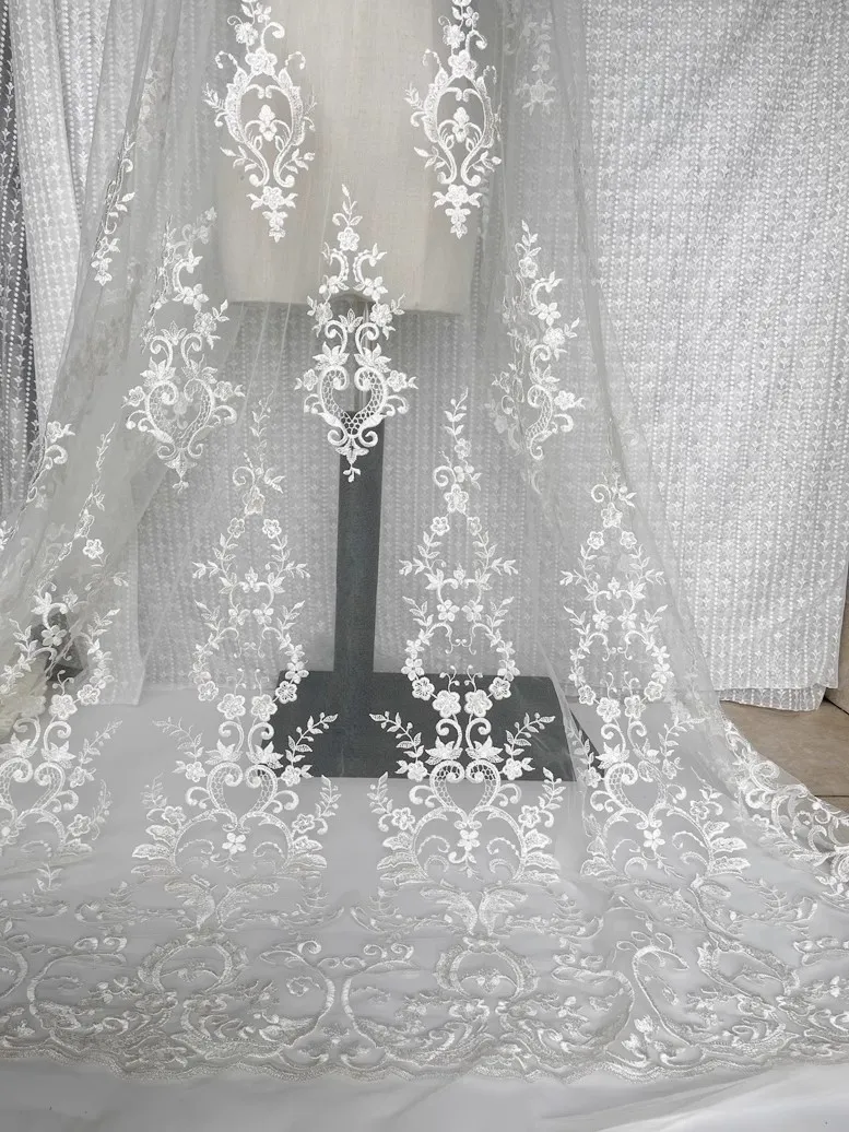 

1 ярд ткань с цветочной вышивкой юбка DIY аксессуары свадебный хвост повязка на голову юбка ткань для одежды