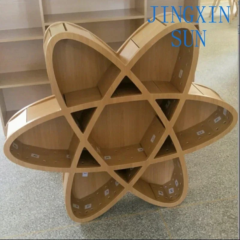 Creative plum blossom shape bookshelf exhibition hall decoration library picture book rack reading area wall decoration rack