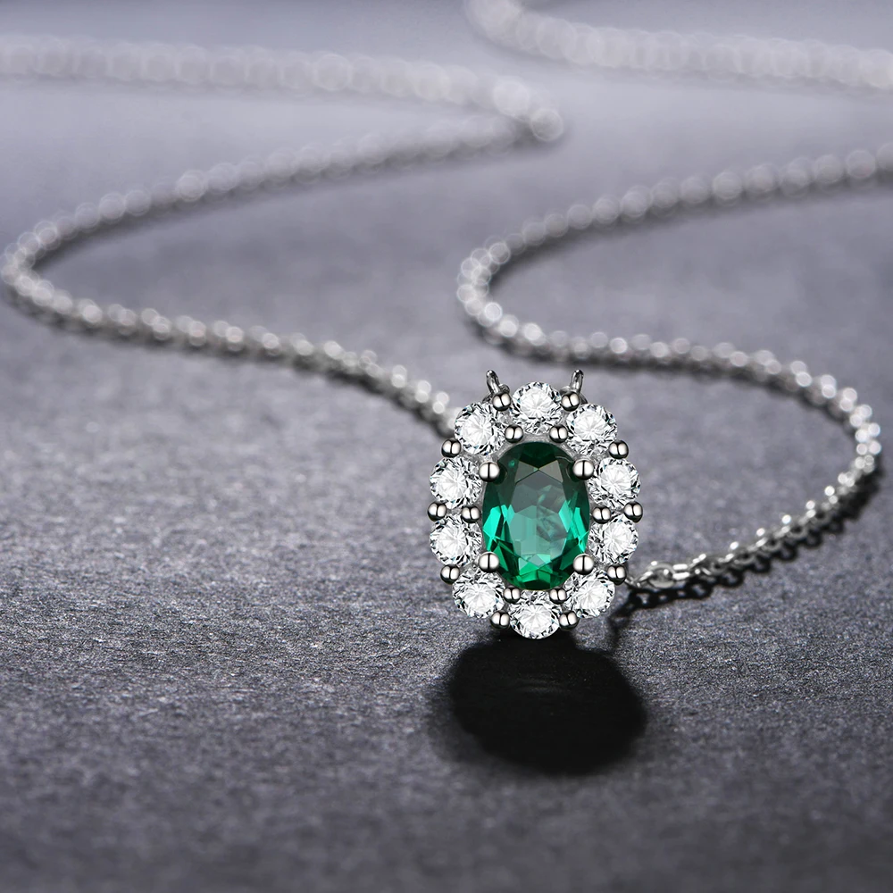 ATTAGEMS Vintage 100% 925 Sterling Silver 7*5 MM 1CT Emerald Created Moissanite Gemstone Pendant Necklace Fine Jewelry Wholesale