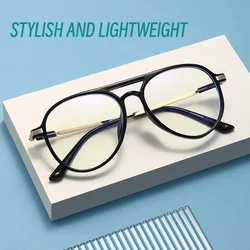High Definition Anti Blue Presbyopic Glasses Men Women New Trend Reading Glasses Oversized Frame Double Beam Frame Far Sight