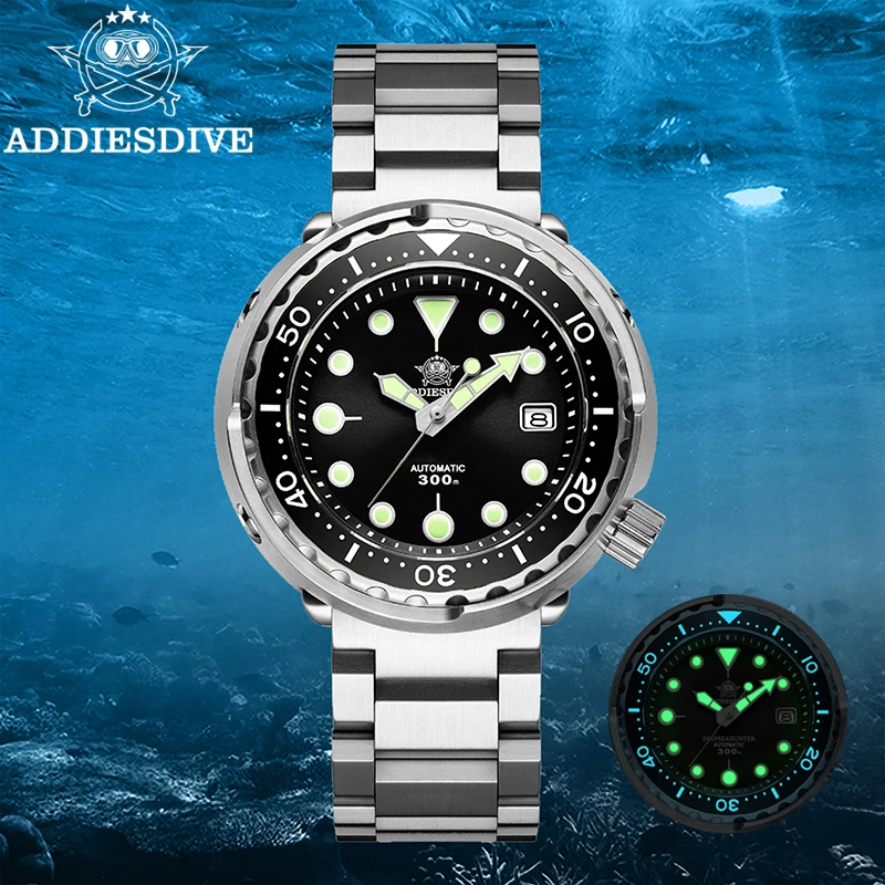 ADDIESDIVE Men's Automatic Dive Watch 300m Waterproof NH35A Mechanical Watches Sapphire Glass AR Coated BGW9 Luminous Wristwatch
