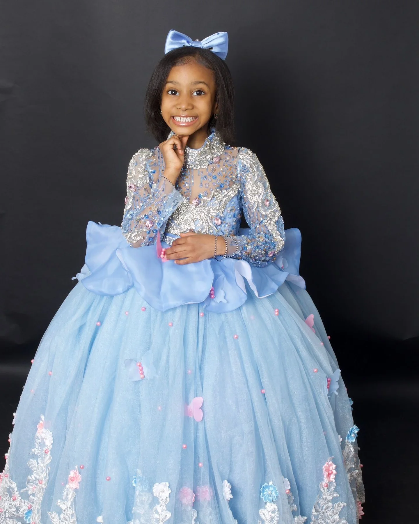 Vestidos de niña de flores azul cielo para boda, vestidos florales con cuentas, vestidos de fiesta de cumpleaños para niños, vestidos de primera comunión de princesa